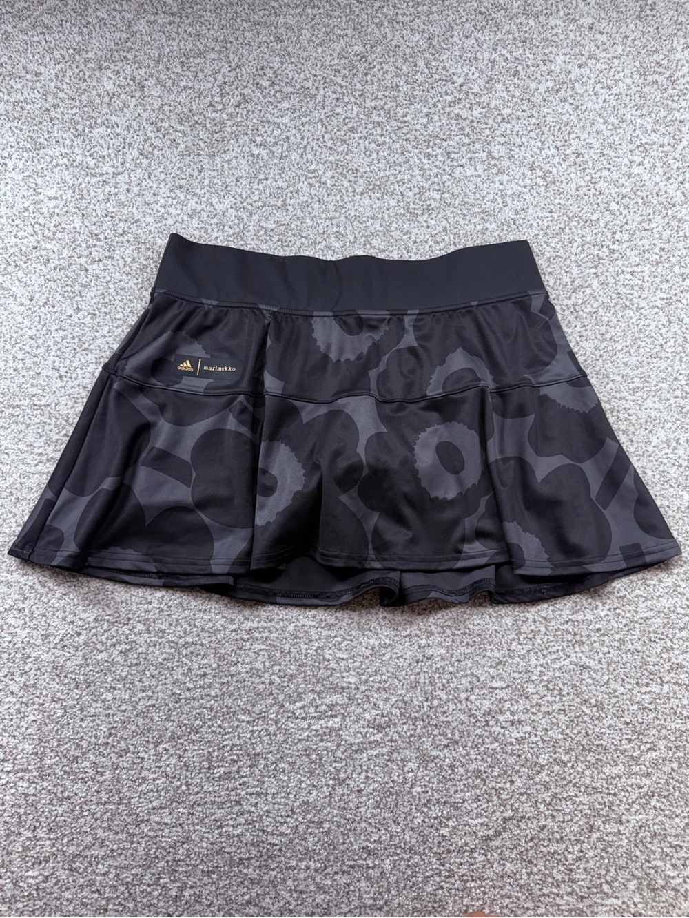 Women's Adidas Marimekko Black Gray Unikko Floral Athletic Tennis Skirt Size M